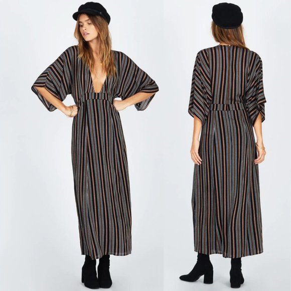 Amuse Society Forever And A Day Striped V-Neck Maxi Dress - Picture 1 of 16